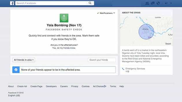 Facebook: Social Media Site Safety Check Activated Following Fatal Bombing in Nigeria