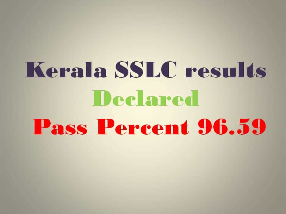 2016 Kerala SSLC results pass percent 96.59 declared