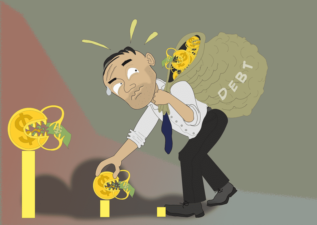 man carrying business debt