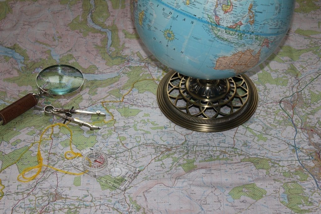 Globe and map