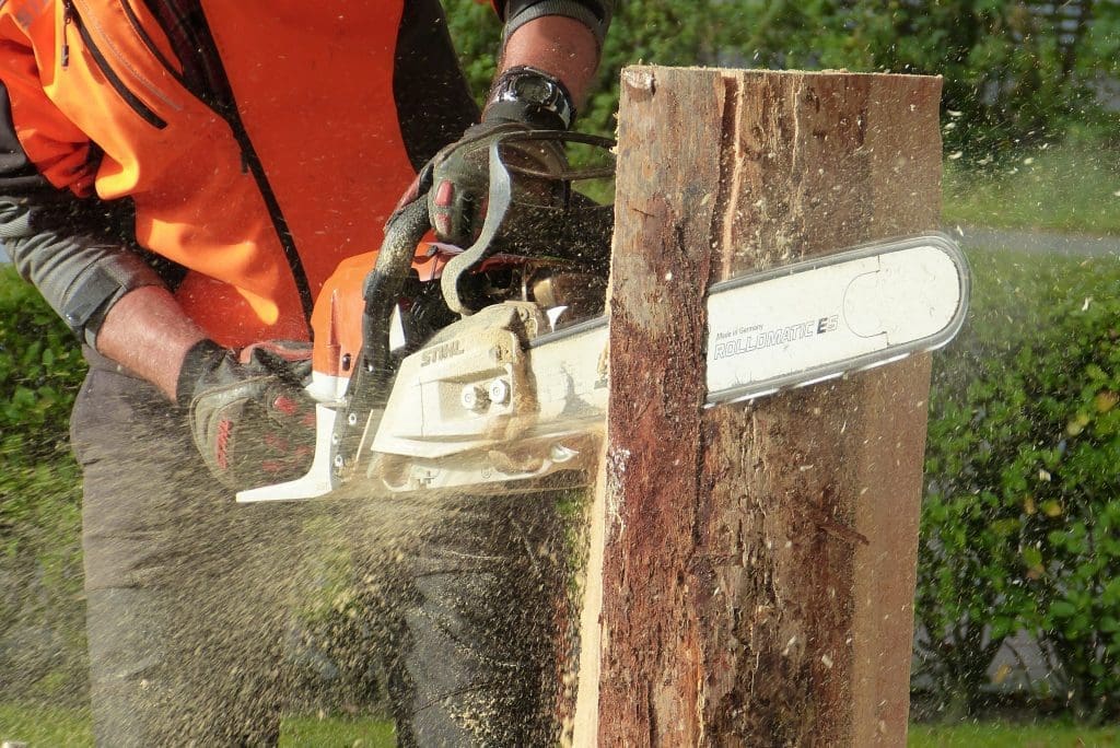 Using a chainsaw