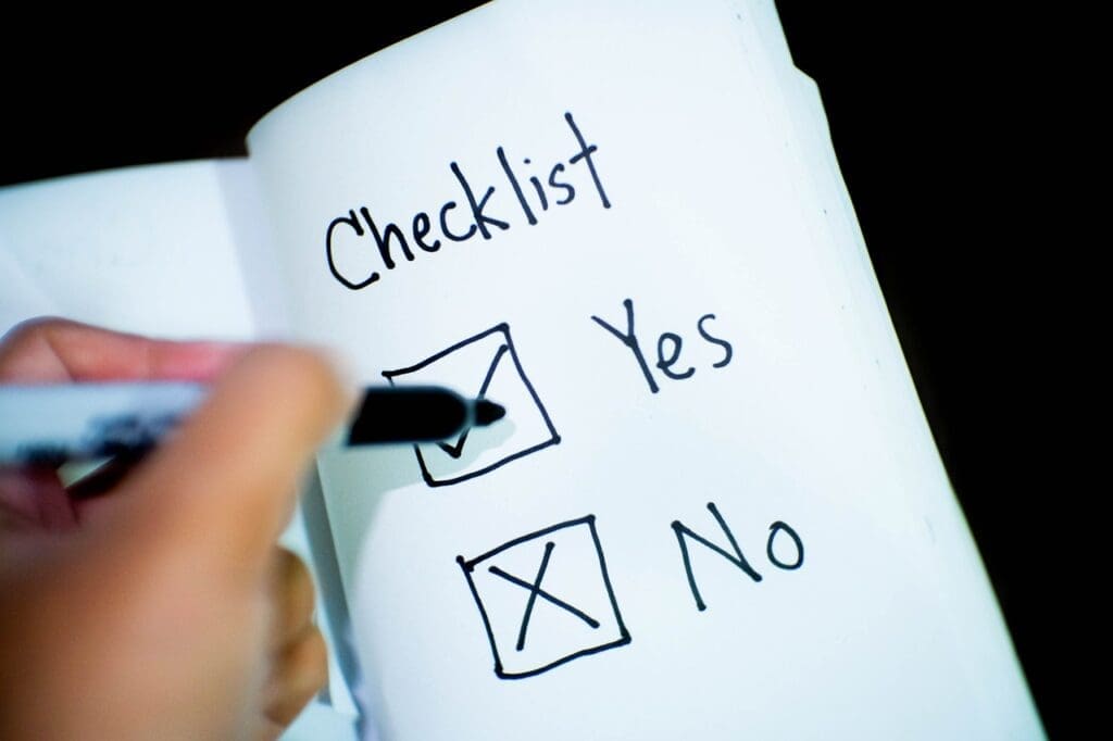 Yes/No checklist