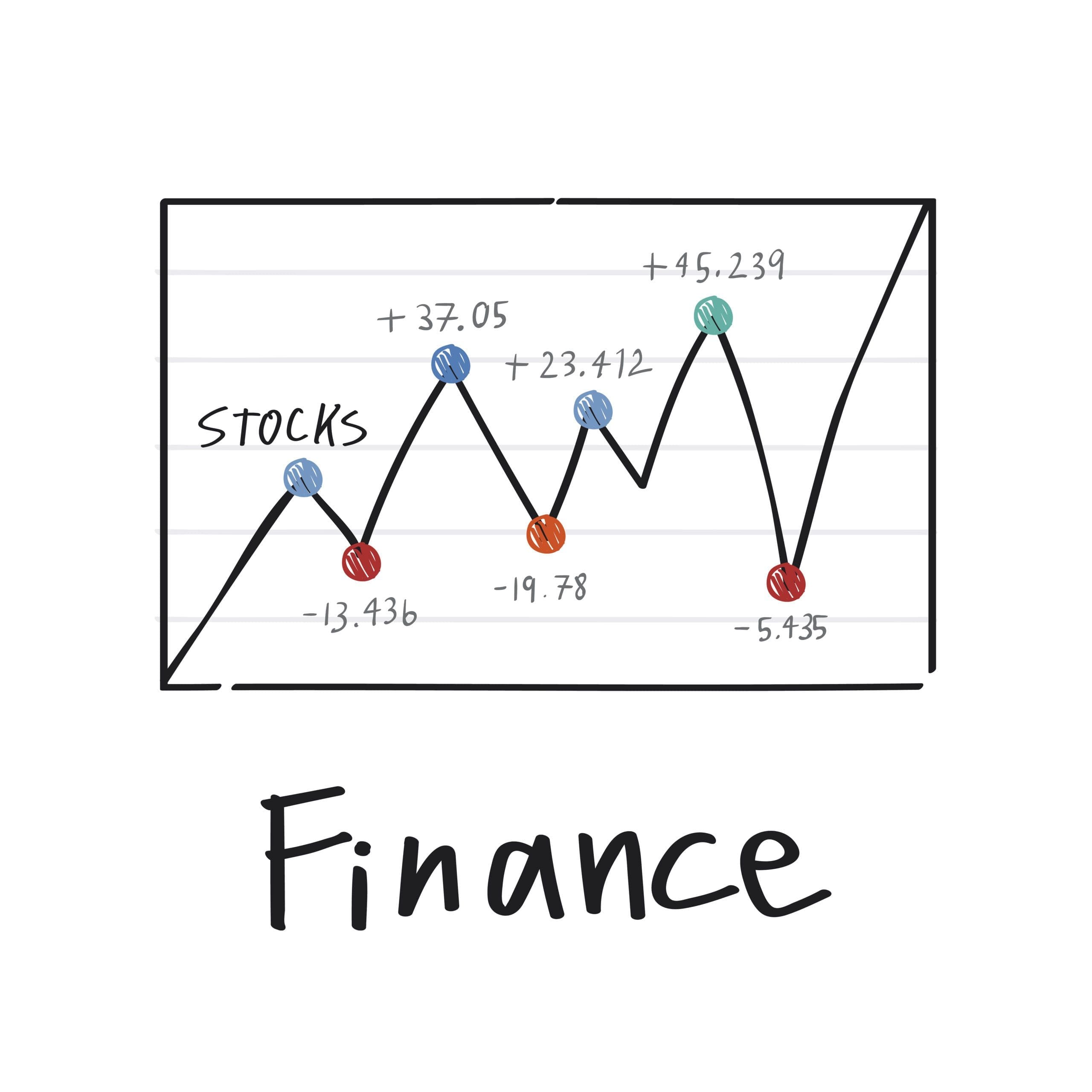Fluctuation in financial stock market graph illustration